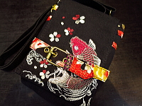 和柄チョークバッグ　和柄シザーバッグ 鯉と桜吹雪　刺繍